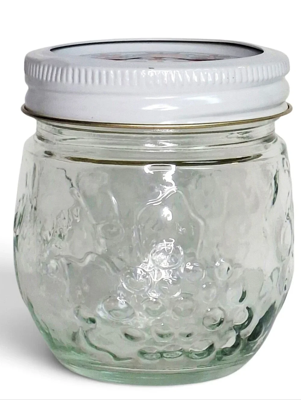 Kerr Country Kitchen Mason Jar Vintage Fruit Embossed Storage Jar Lithograph Lid